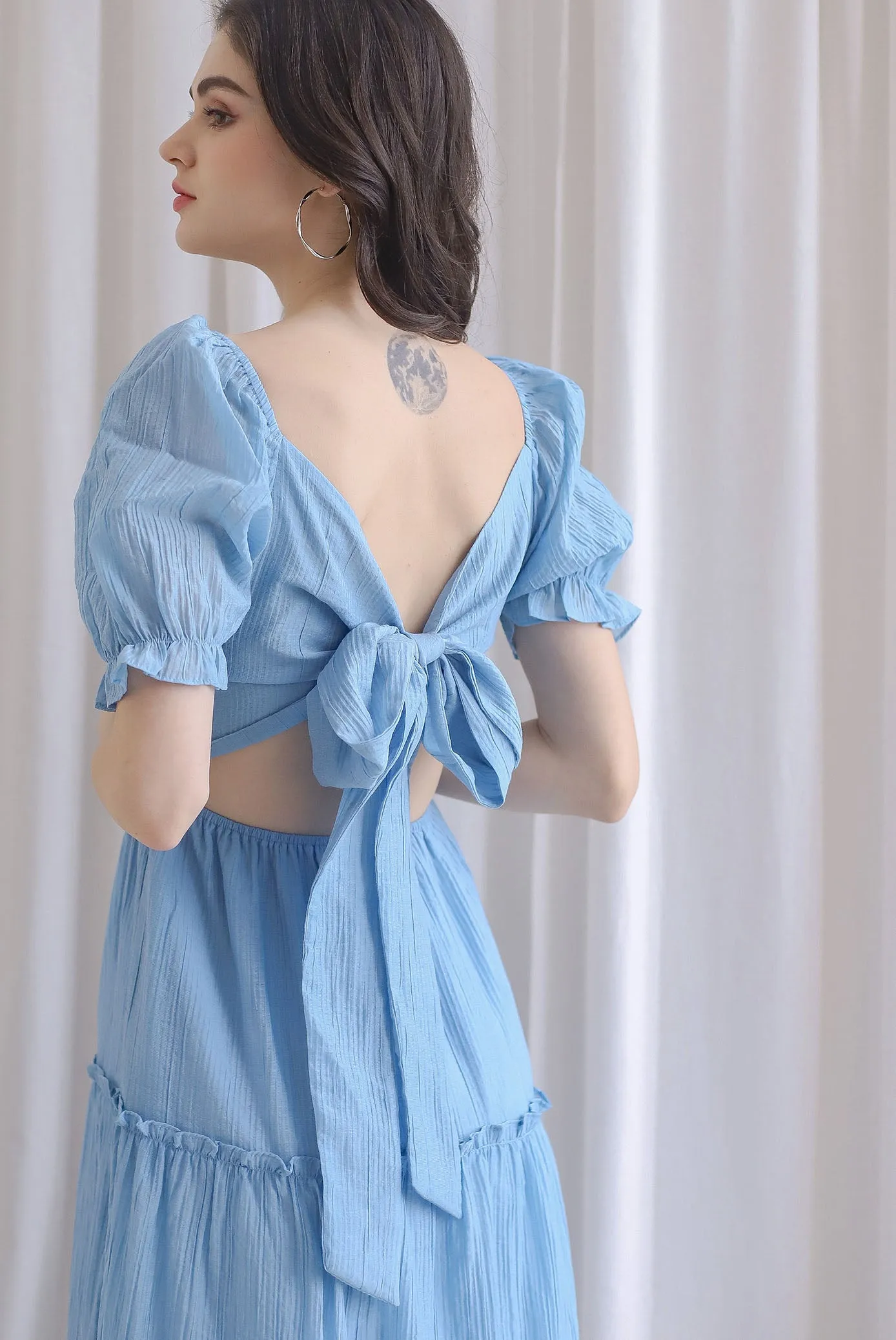 TDC Eureka Multi Way Textured Dress In Skyblue