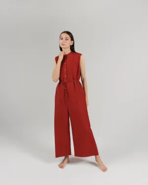 The Sleeveless Jumpsuit in Rust