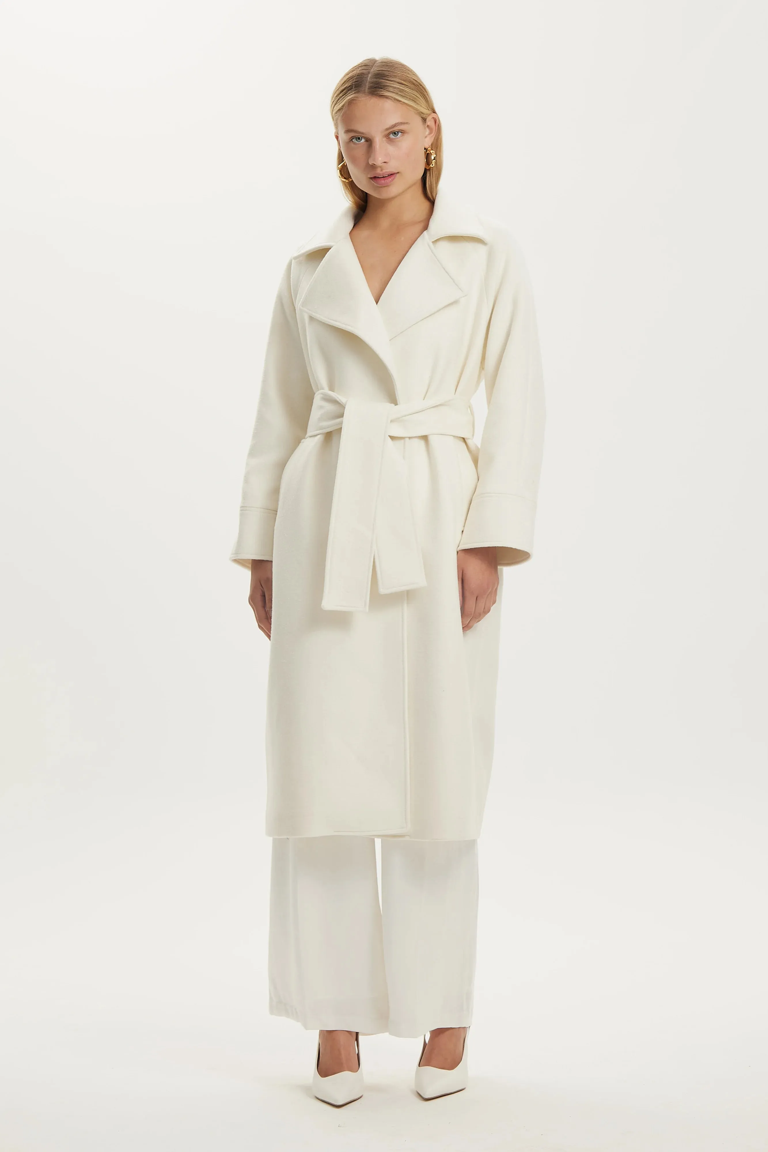 THIRD FORM II UNCOVER Woolen Trench Coat - cream