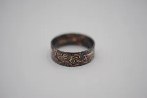 Three Tone Gold Mokume Gane Patina Mens Band
