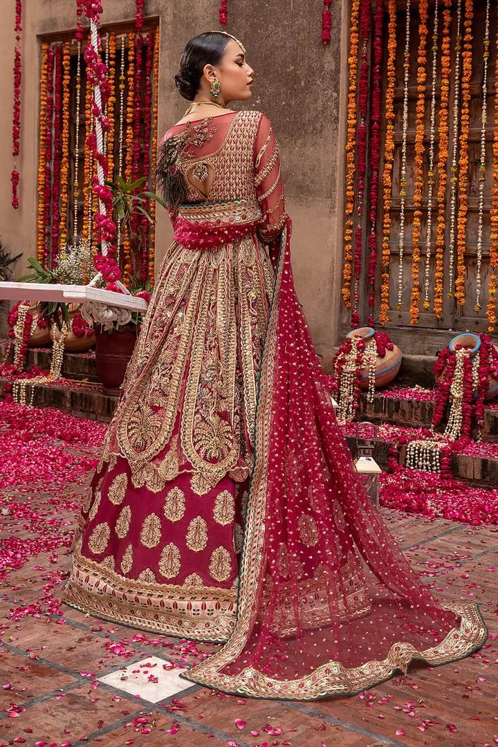 Traditional Pakistani Red Bridal Maxi Dress #BS829