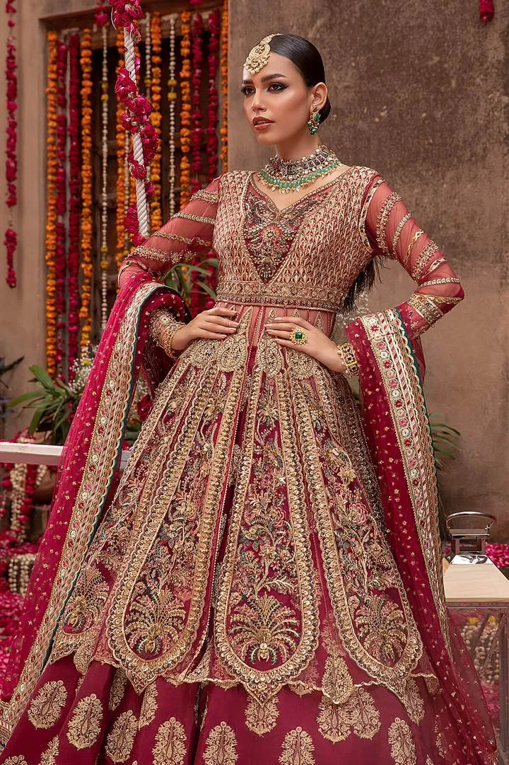 Traditional Pakistani Red Bridal Maxi Dress #BS829