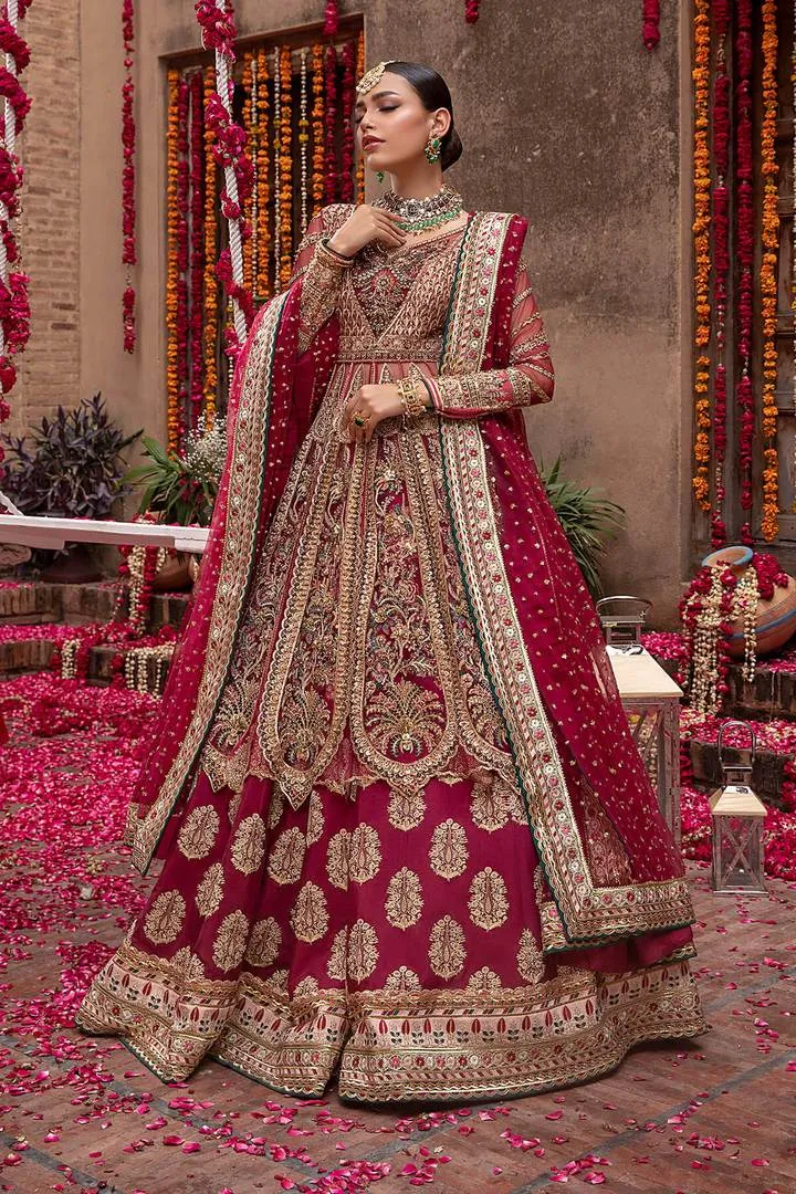 Traditional Pakistani Red Bridal Maxi Dress #BS829