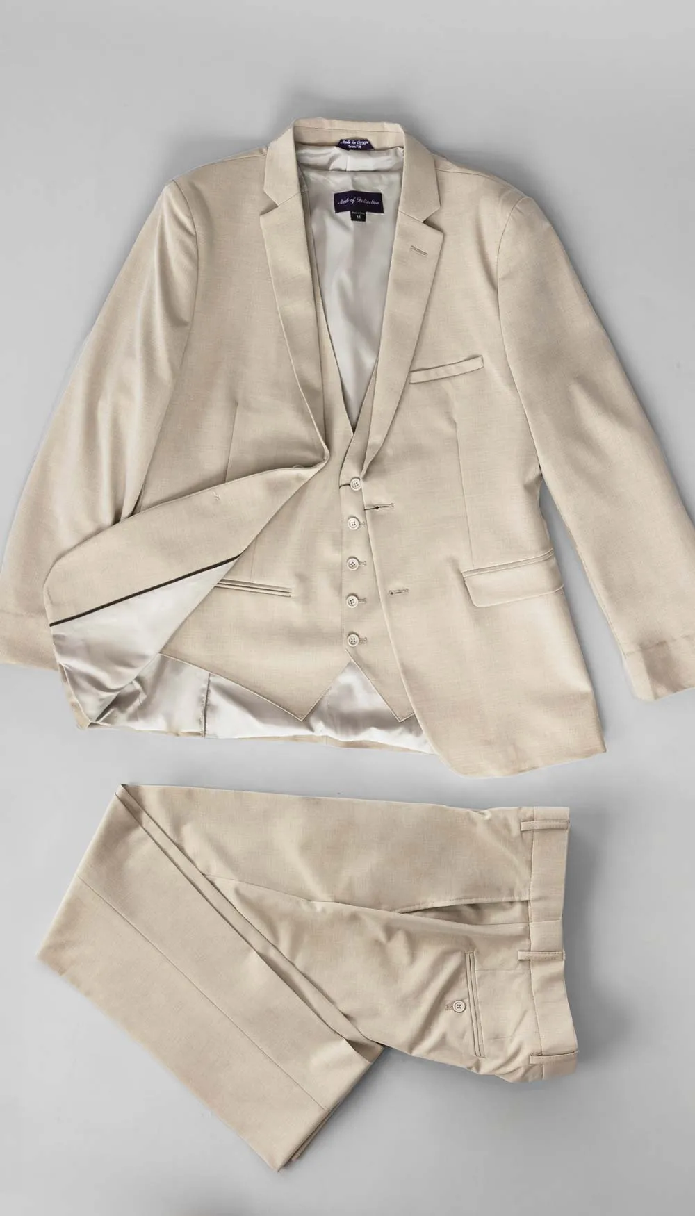 Trim Fit 3 Piece Suit Tan