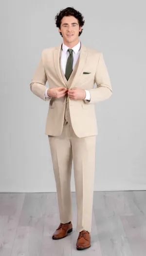 Trim Fit 3 Piece Suit Tan