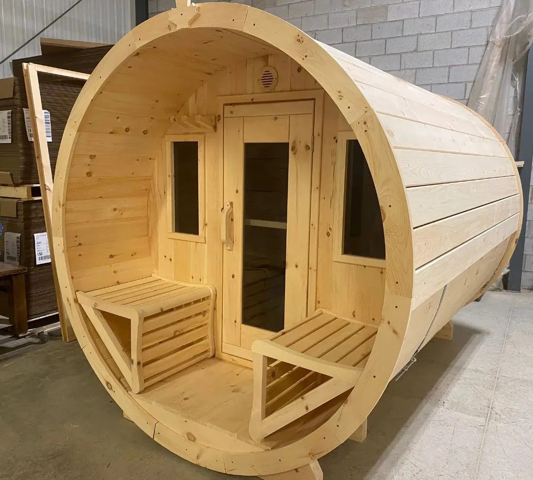 True North 8 Person 10' Long Barrel Sauna