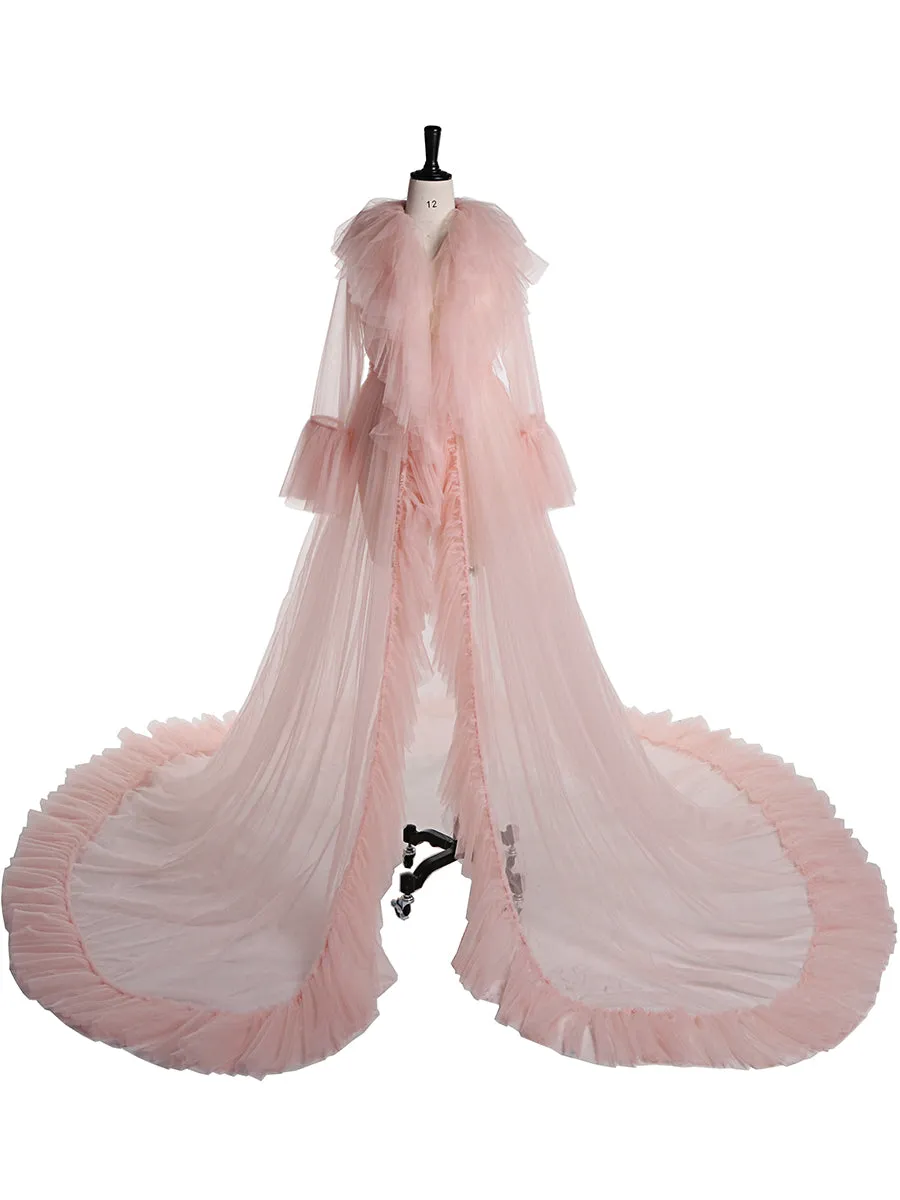 V Neck Maternity Dress Flare Sleeve Ribbon Maxi Dress Photography Props
