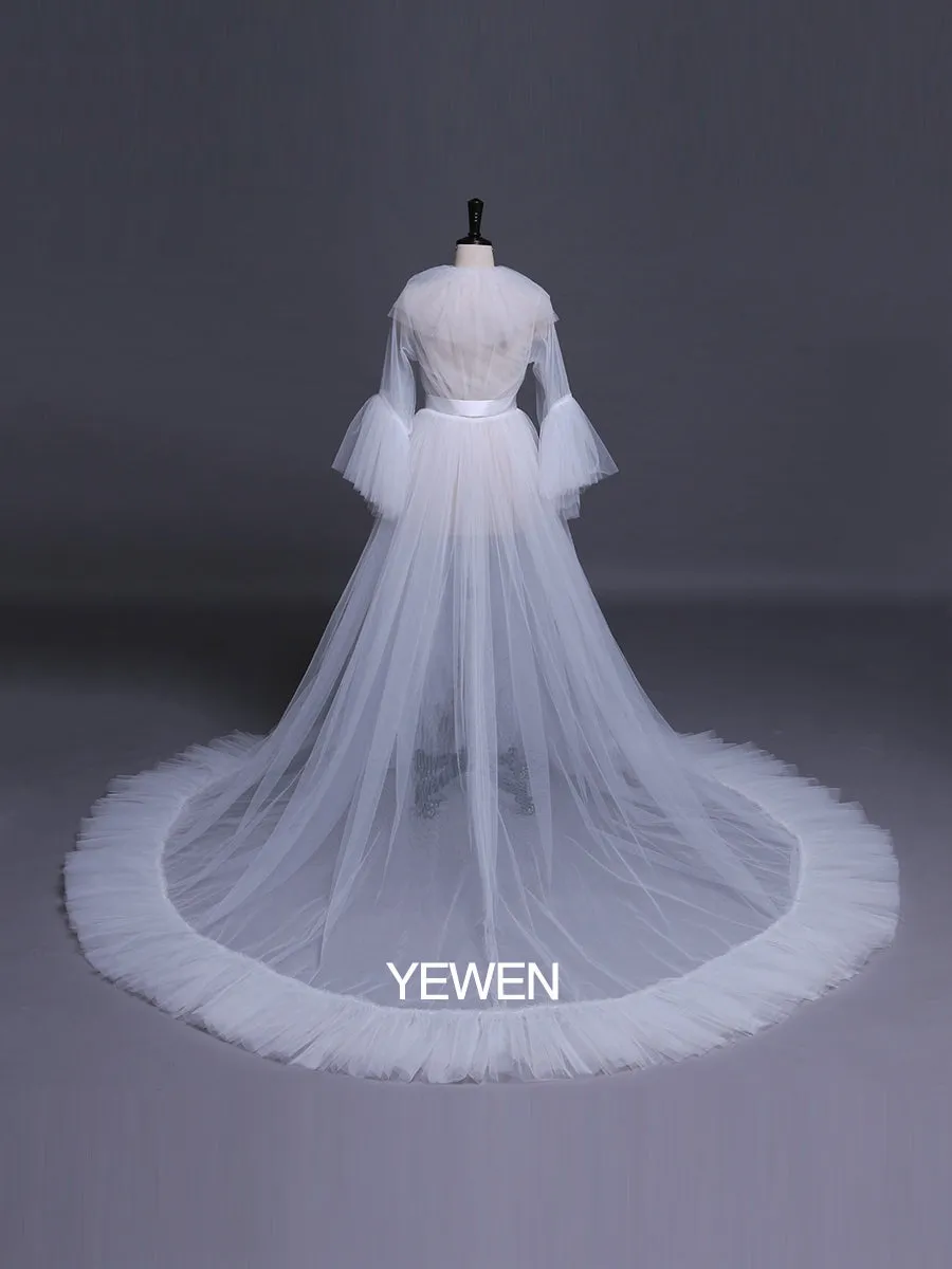 V Neck Maternity Dress Flare Sleeve Ribbon Maxi Dress Photography Props