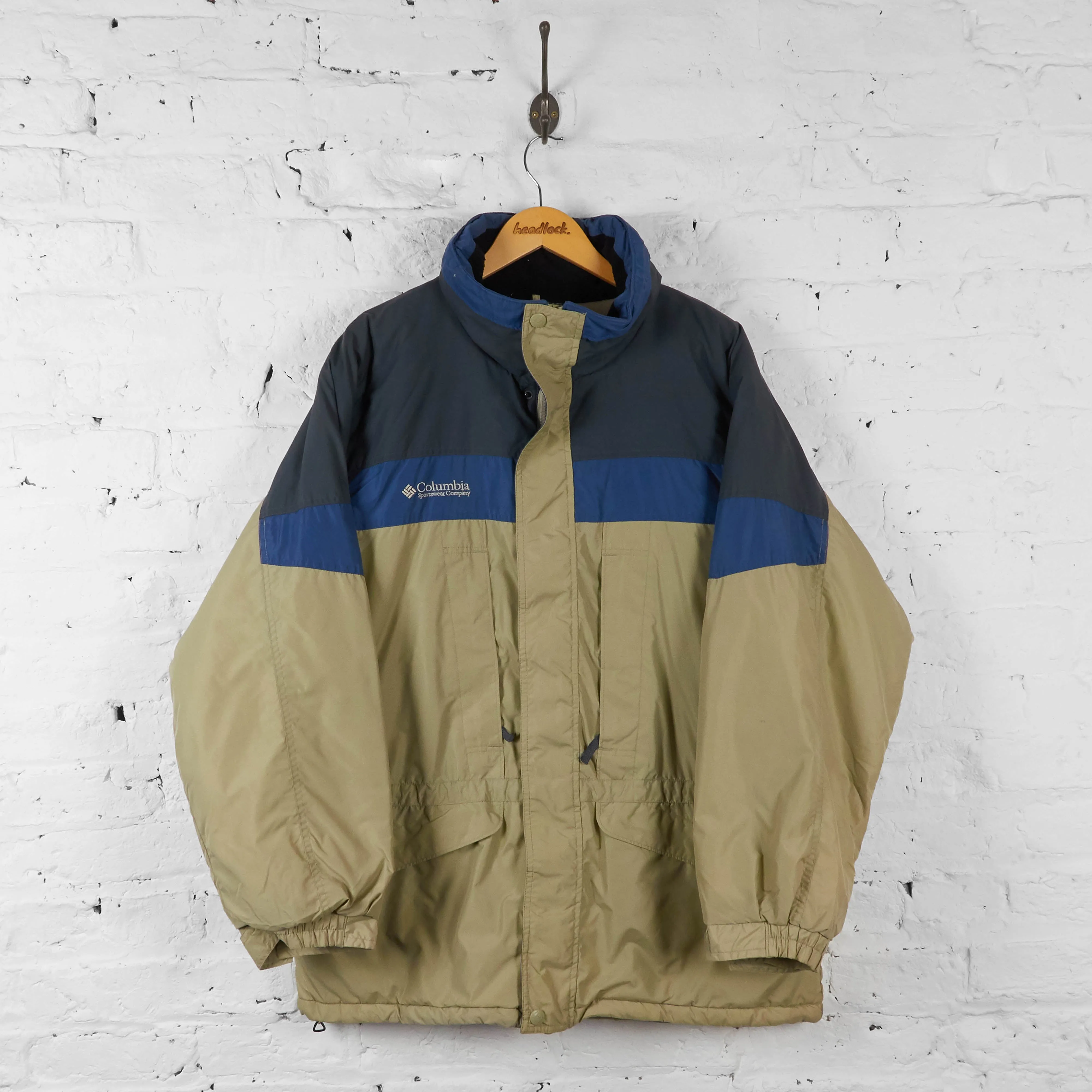 Vintage Columbia Sportswear Outdoor Hooded Jacket - Beige/Blue - L