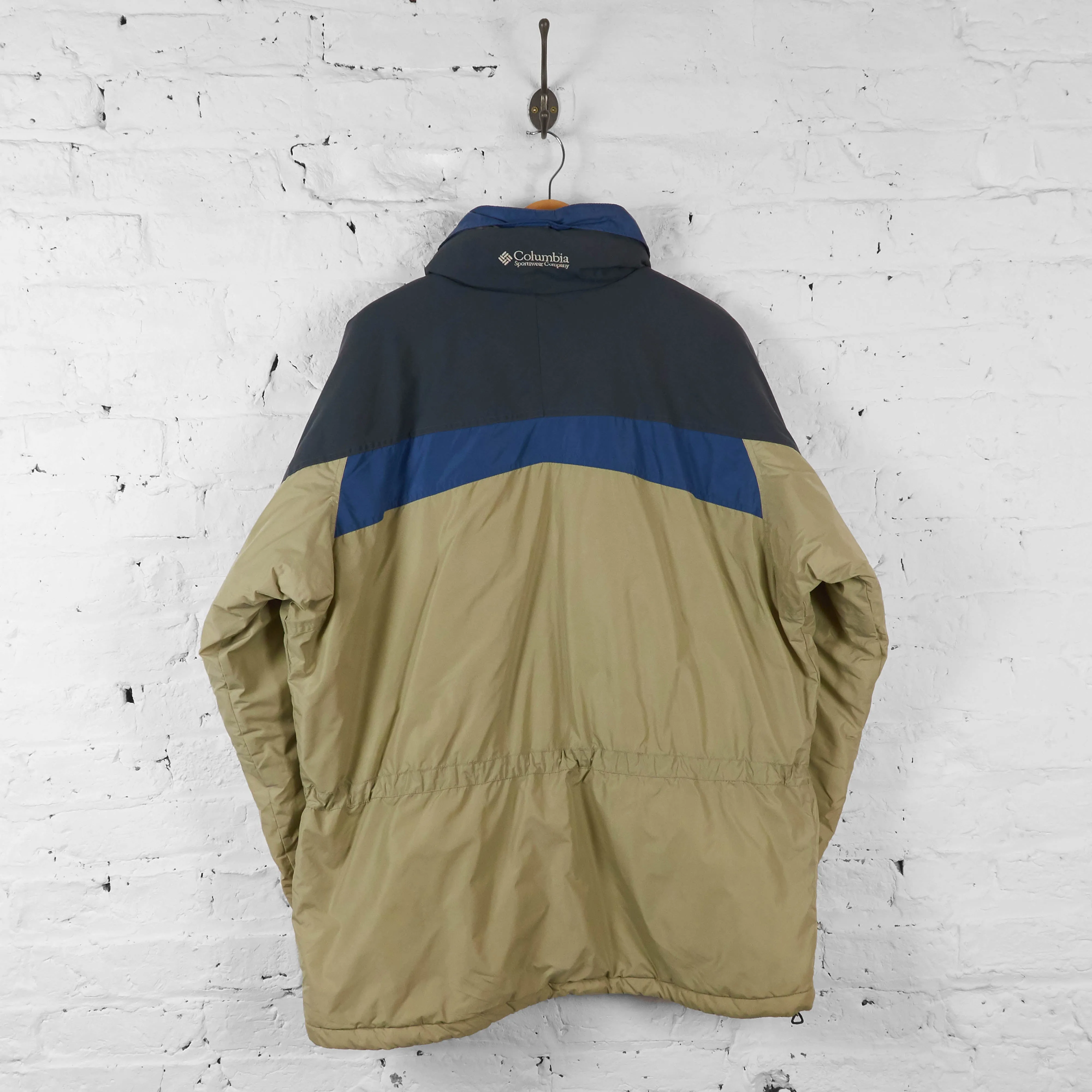 Vintage Columbia Sportswear Outdoor Hooded Jacket - Beige/Blue - L