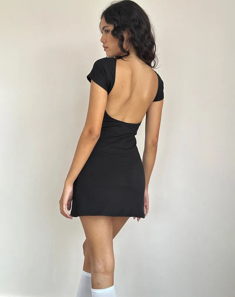 Wangi Backless Mini Dress in Lycra Black