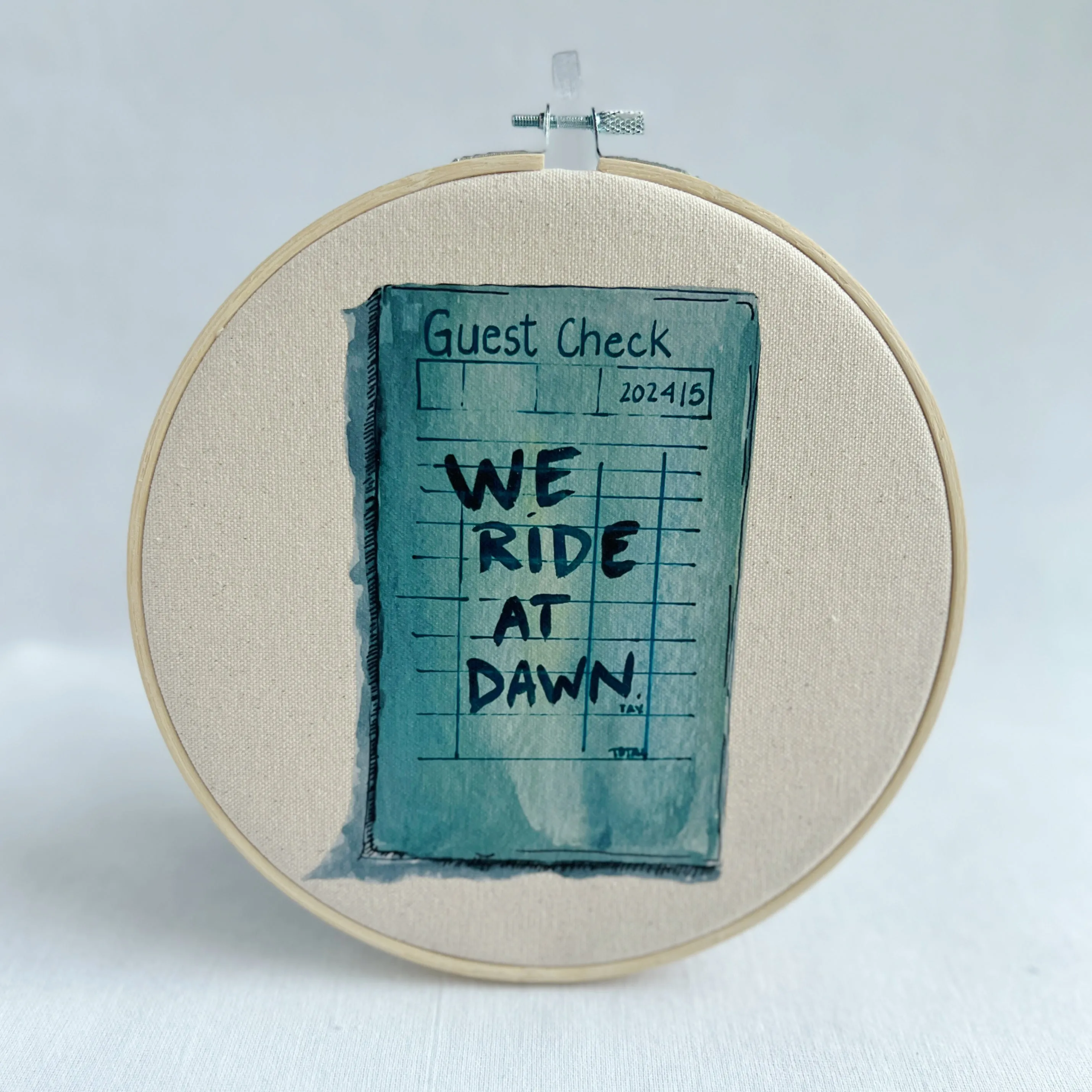 We ride at dawn - guest check original vinyl hoop art
