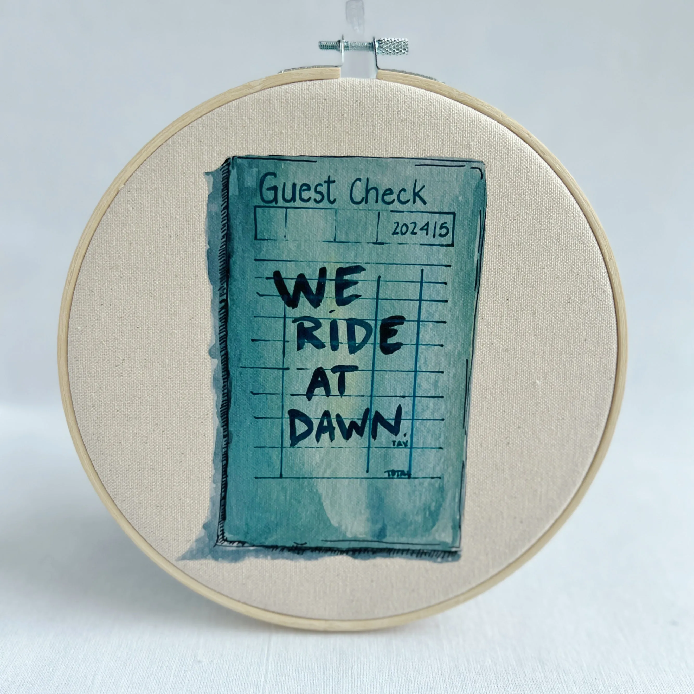 We ride at dawn - guest check original vinyl hoop art