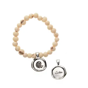 White Acai Seeds of Life Bracelet with Wax Seal