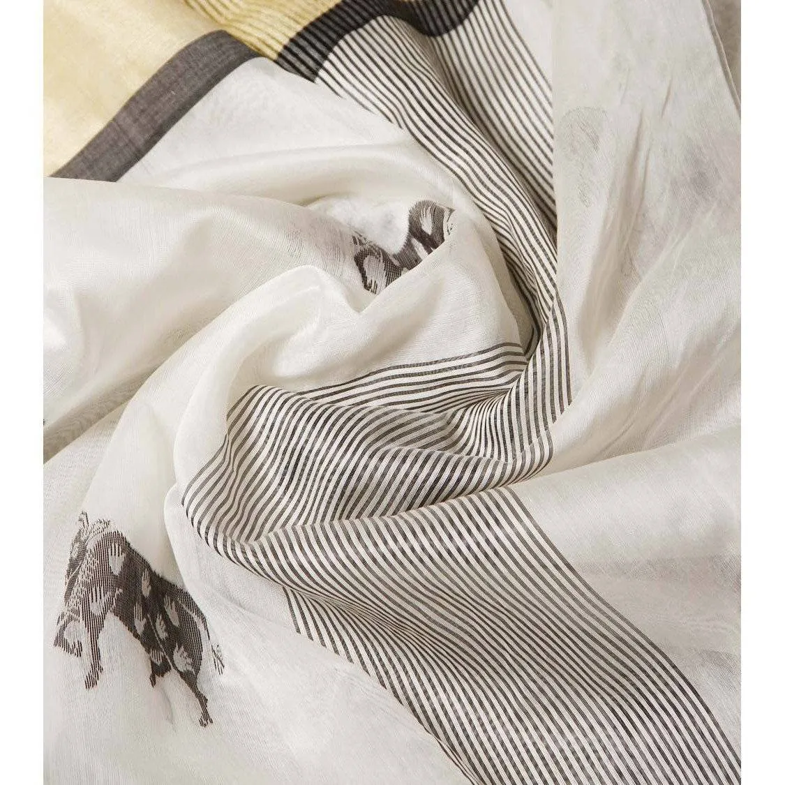 White Chanderi Cotton Silk Saree with Zari Work