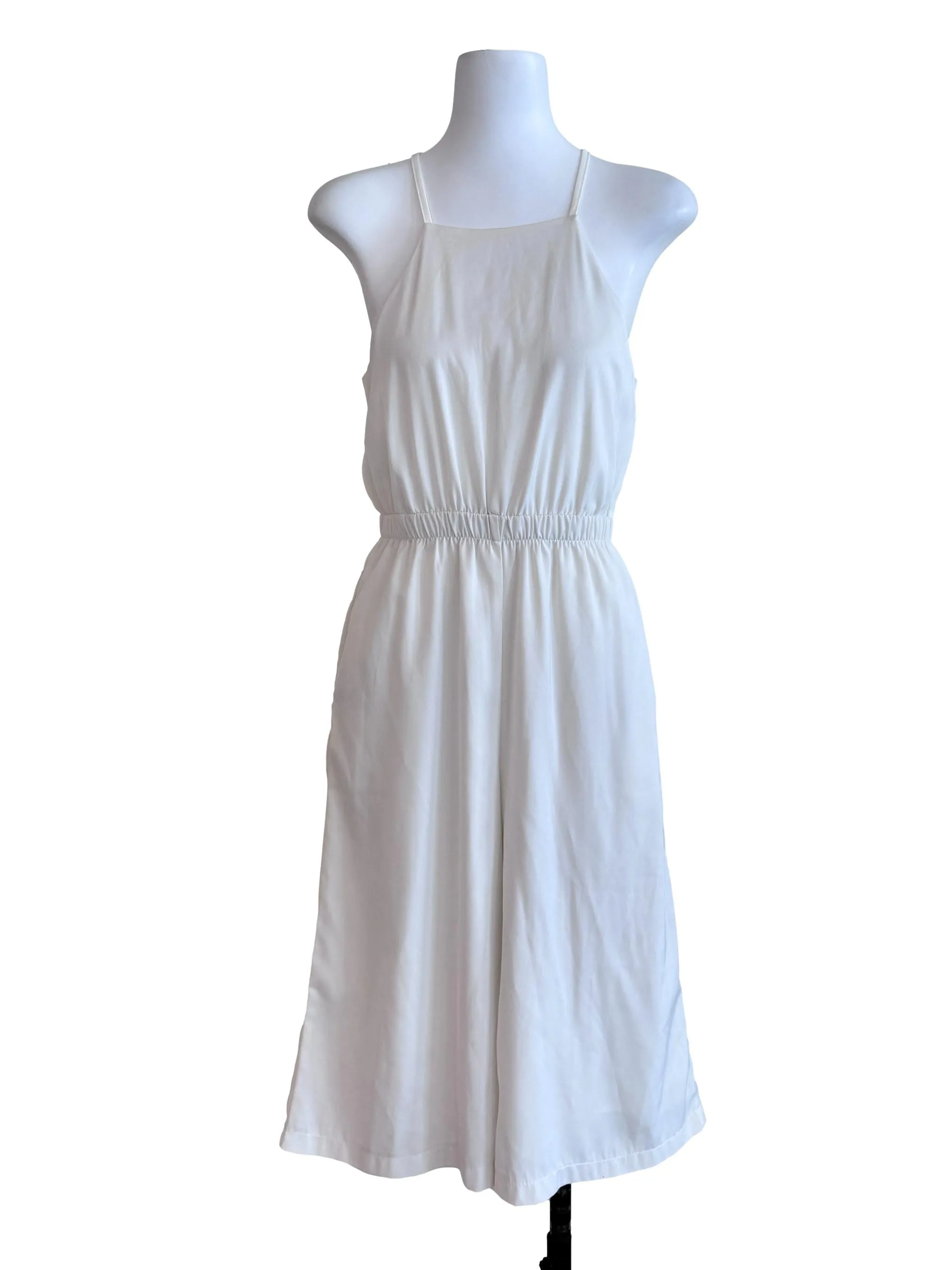 White Plain Sleeveless Jumpsuits TTR