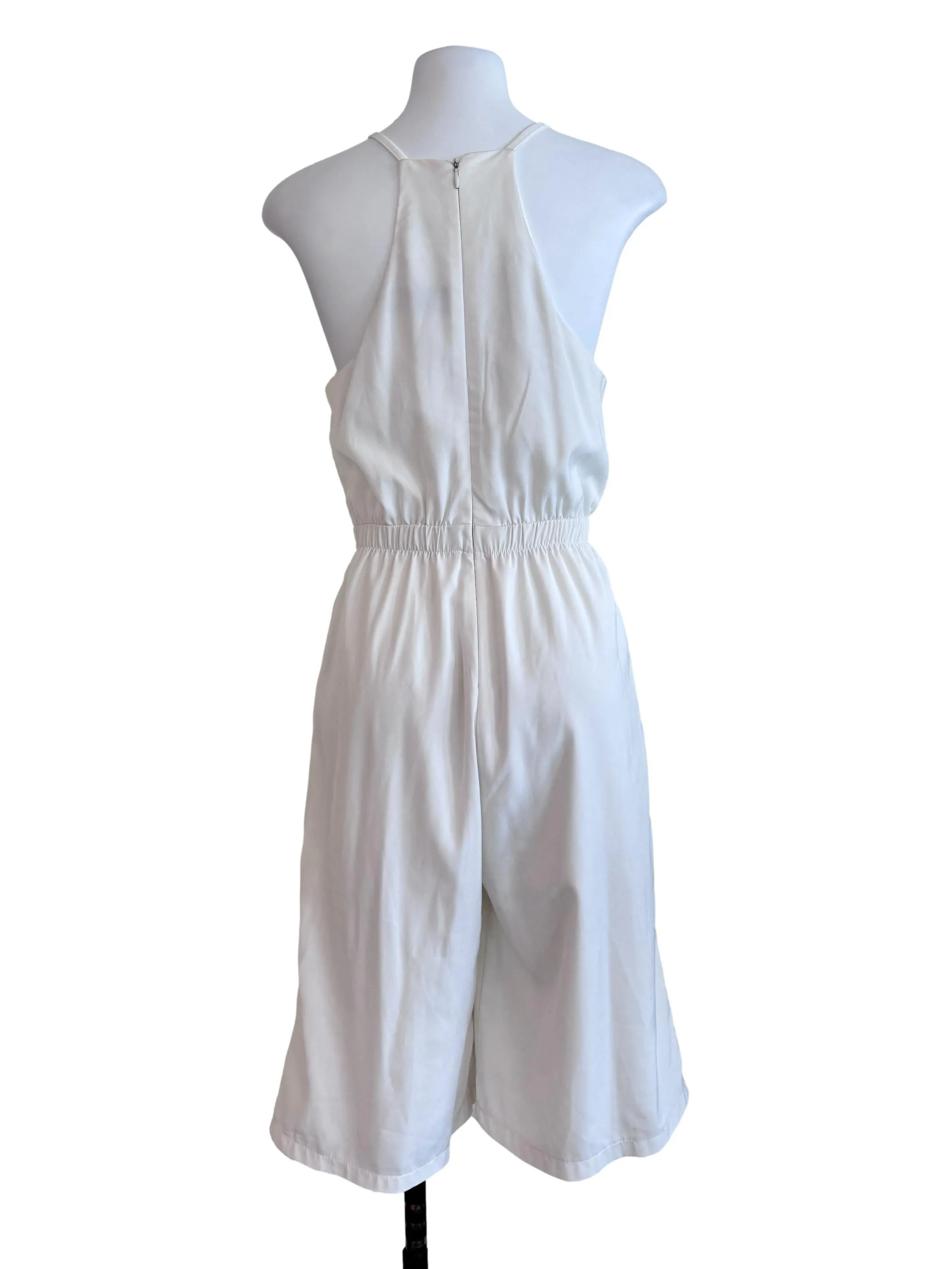 White Plain Sleeveless Jumpsuits TTR
