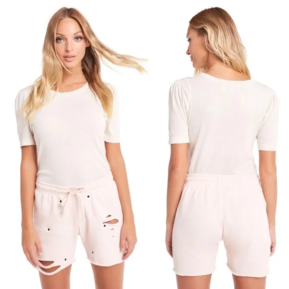 Wildfox Daisy Embroidered Distressed Shorts