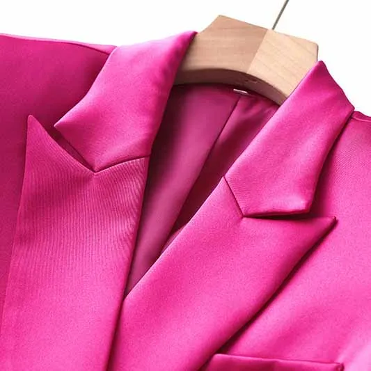 Women Loose fit Rose Blazer   Bra   Mini Skirt 3 Pieces Suit