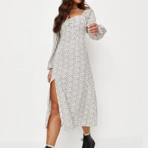 Women Square Neckline Fashion Split Fall Dresses