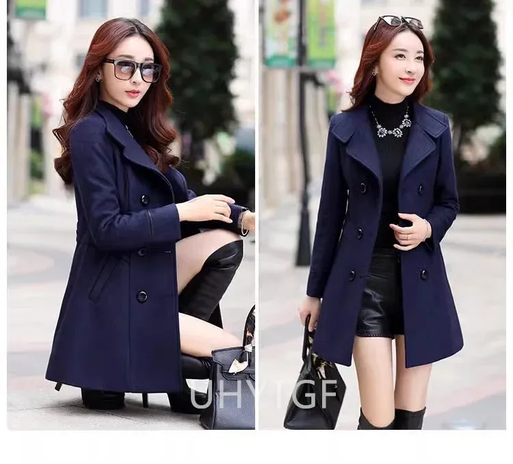 Women’s Autumn/Winter 2025 Wool Coat – Double-Breasted Woolen Overcoat
