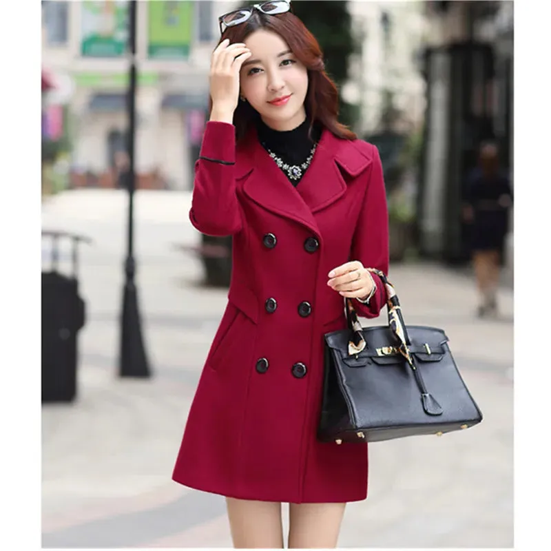 Women’s Autumn/Winter 2025 Wool Coat – Double-Breasted Woolen Overcoat