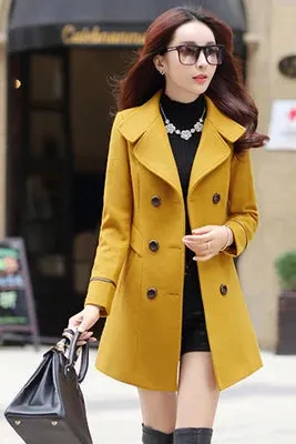 Women’s Autumn/Winter 2025 Wool Coat – Double-Breasted Woolen Overcoat