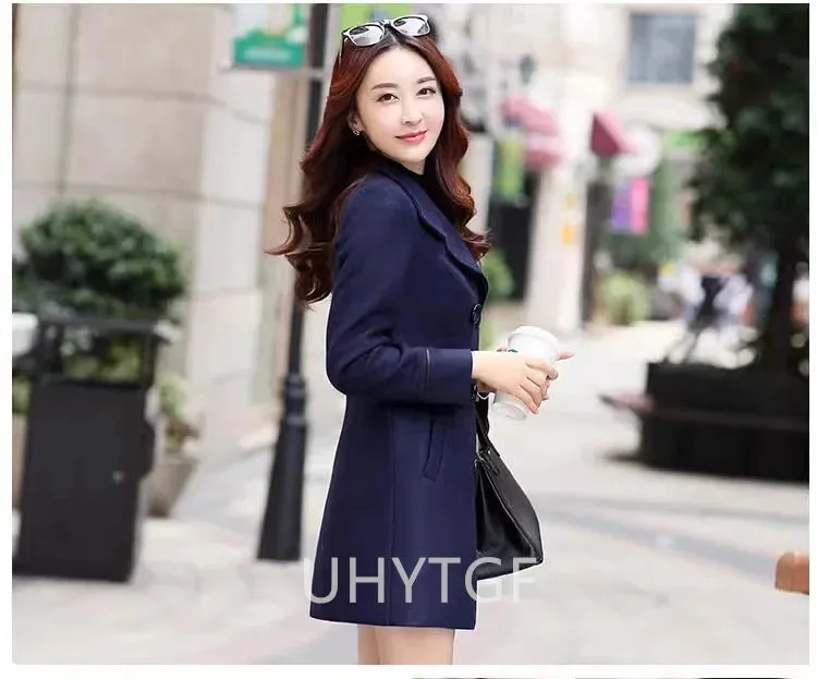 Women’s Autumn/Winter 2025 Wool Coat – Double-Breasted Woolen Overcoat