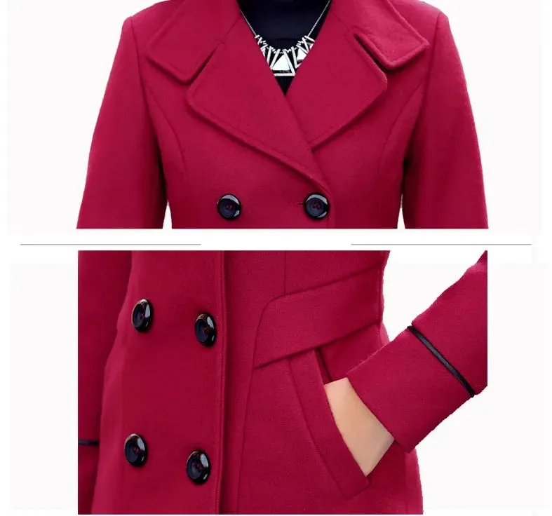 Women’s Autumn/Winter 2025 Wool Coat – Double-Breasted Woolen Overcoat