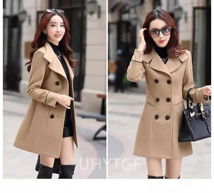 Women’s Autumn/Winter 2025 Wool Coat – Double-Breasted Woolen Overcoat