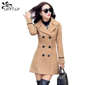Women’s Autumn/Winter 2025 Wool Coat – Double-Breasted Woolen Overcoat