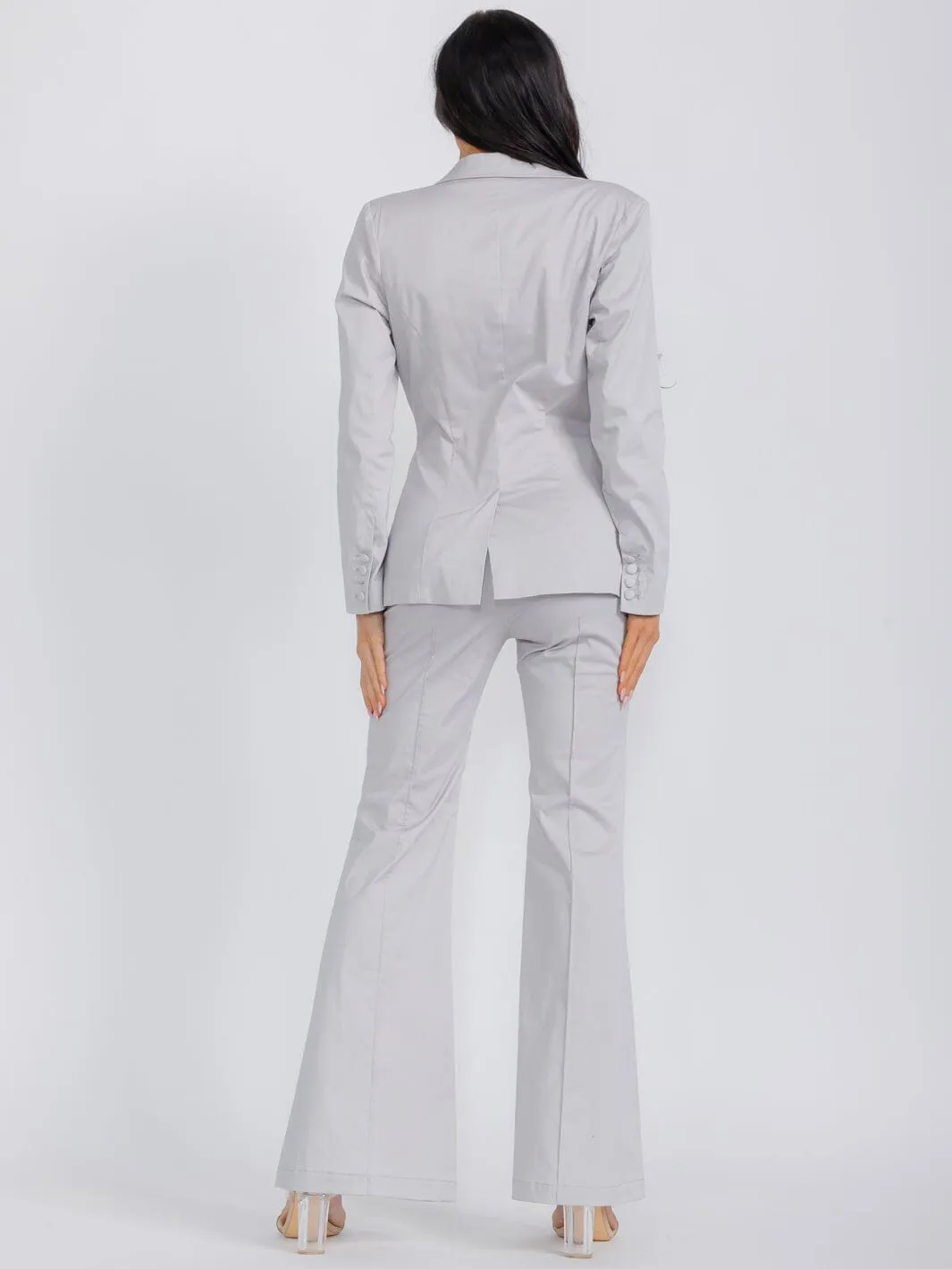 WOMEN'S LONG SLEEVE BLAZER & WIDE LEG PANTS LACE 2PC. SET