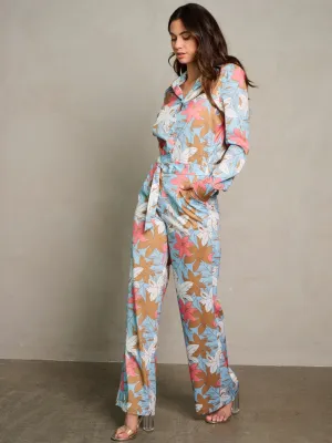 WOMEN'S LONG SLEEVE TOP & WIDE LEG PANTS FLORAL PRINT 2PC. SET