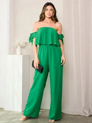 WOMEN'S OFF SHOULDER RUFFLE WIDE LEG JUMPSUIT