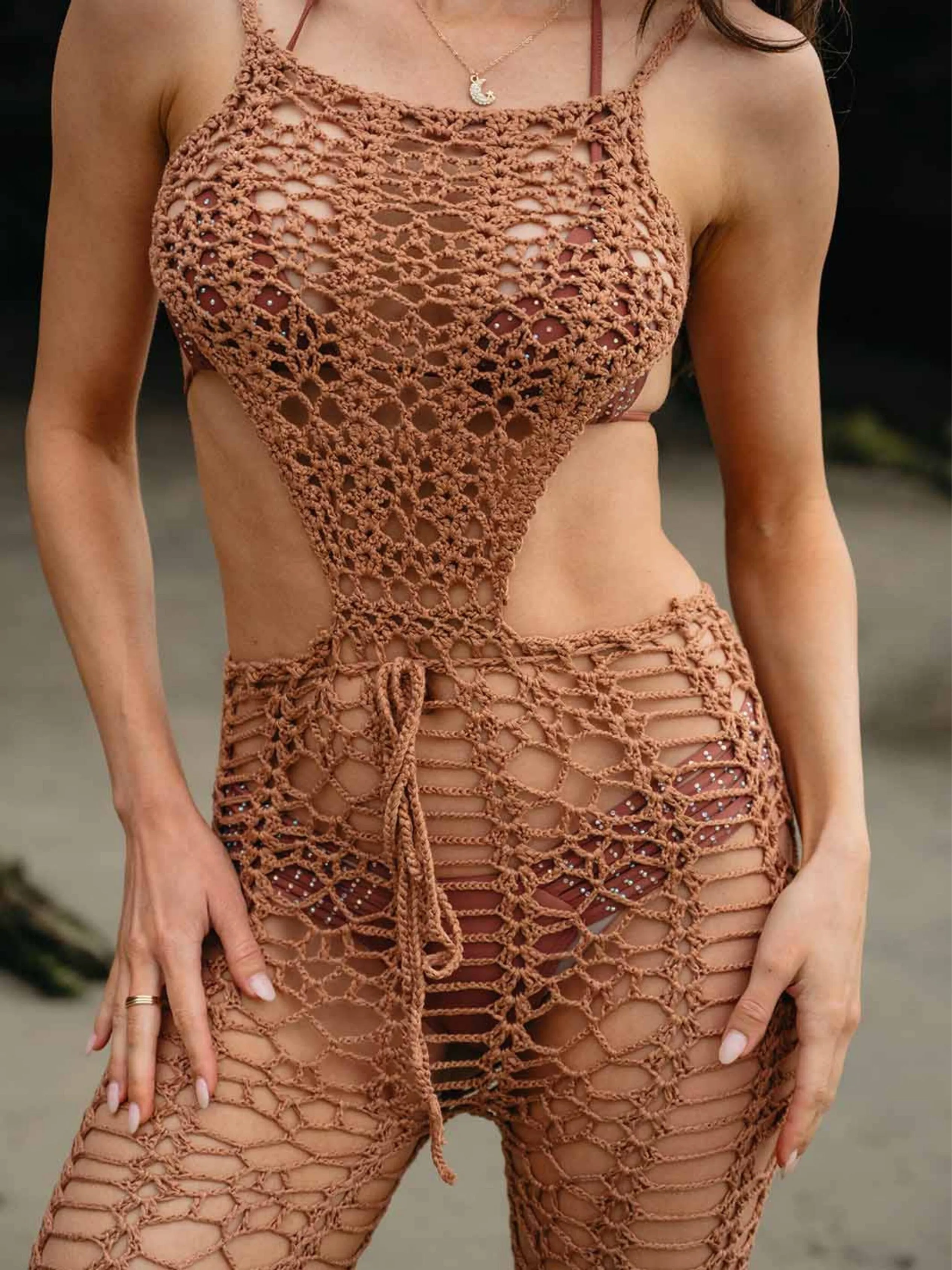WOMEN'S SLEEVELESS OPEN BACK JUMPSUIT COVER UP