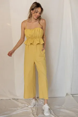 WOMEN'S SLEEVELESS RUFFLE POCKETS JUMPSUIT