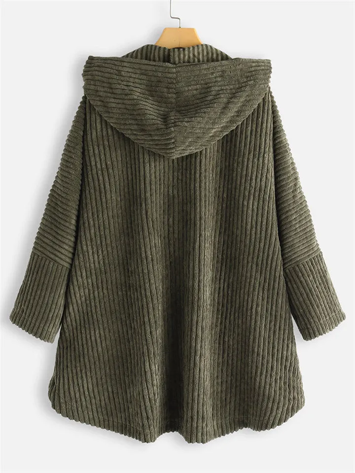 Women's Winter Comfy Hooded Corduroy Coat