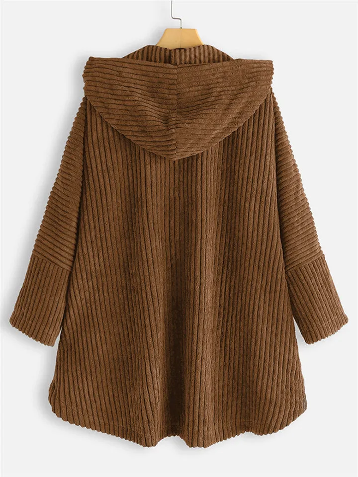 Women's Winter Comfy Hooded Corduroy Coat