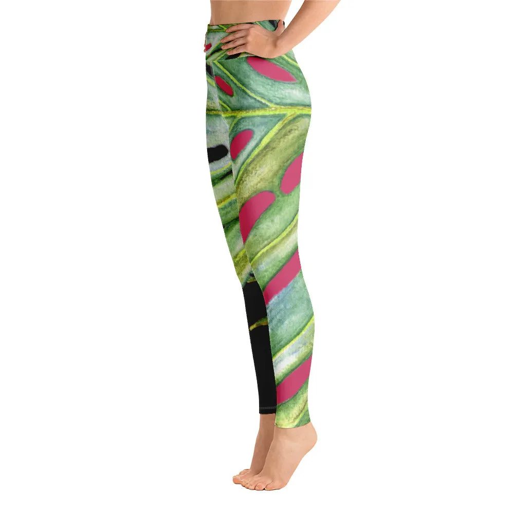 Women's Yoga Pants: Tropical Monstera Leaf