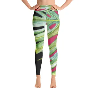 Women's Yoga Pants: Tropical Monstera Leaf