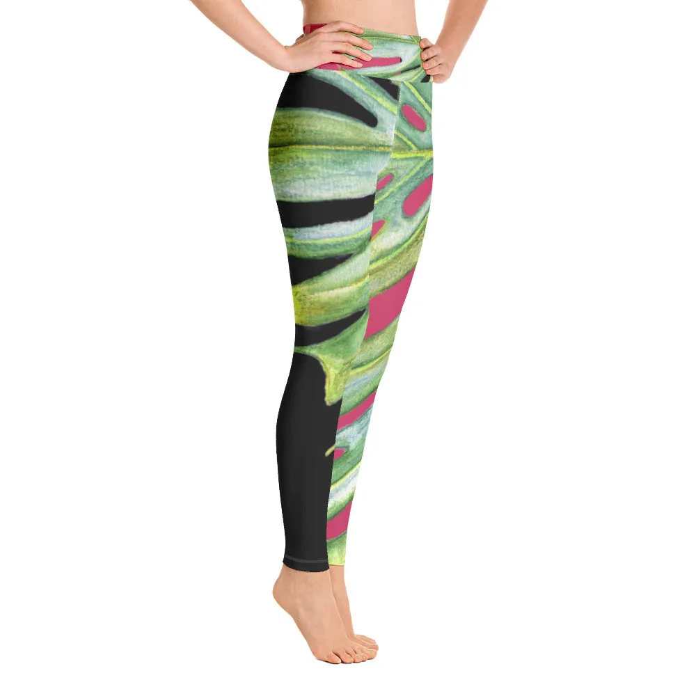 Women's Yoga Pants: Tropical Monstera Leaf