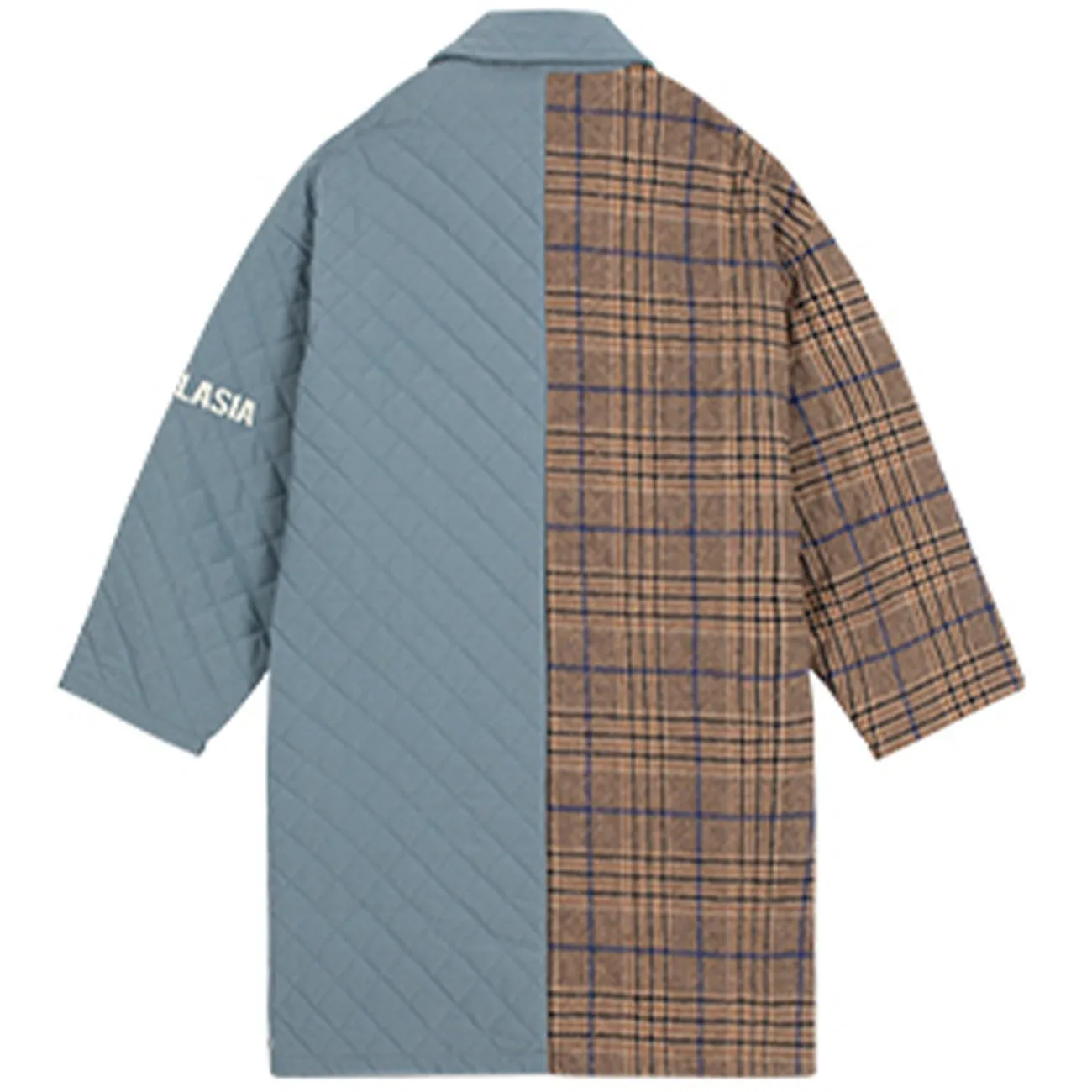 Woolen Plaid Stitching Winter Coat