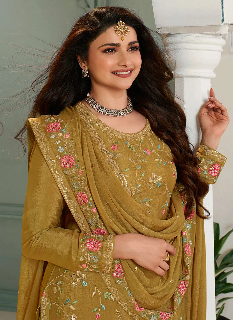 Yellow Traditional Multi Embroidery Sharara Suit