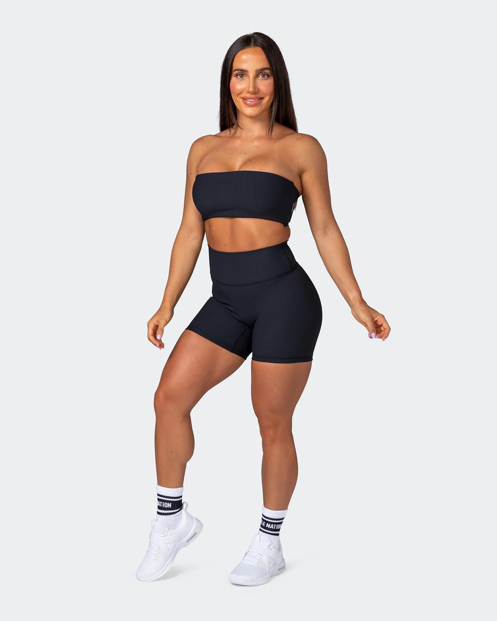 Zero Rise Rib Midway Shorts - Black