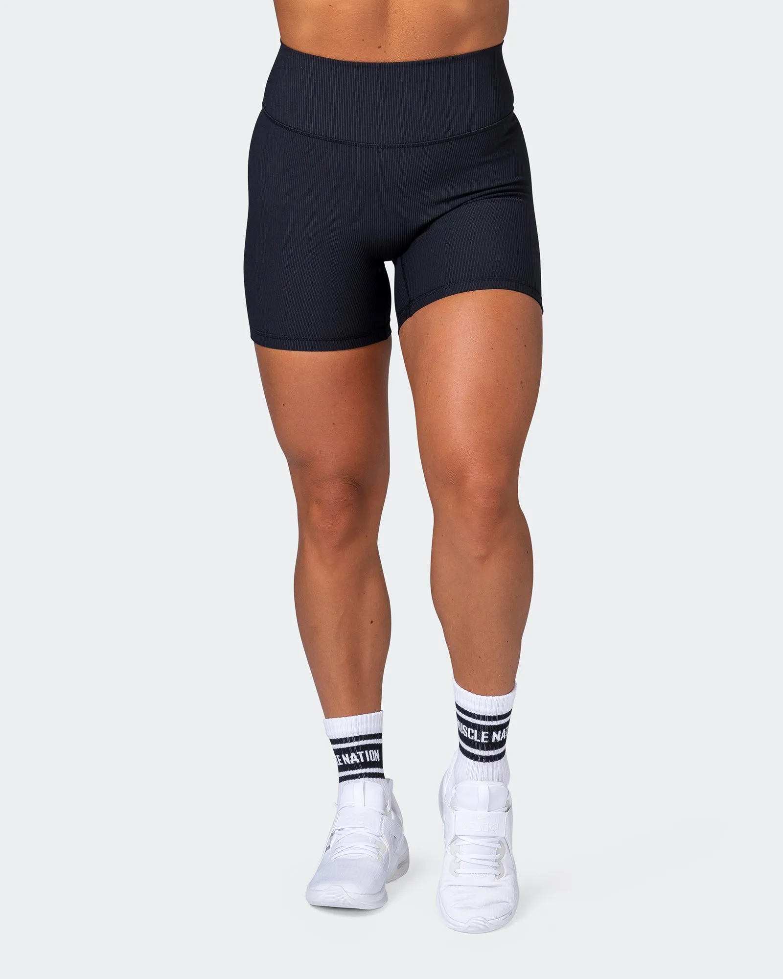 Zero Rise Rib Midway Shorts - Black